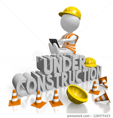 Cartoon workman - under construction concept 126475425