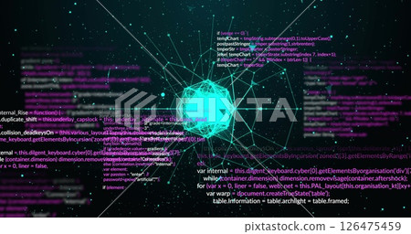 Image of data processing and globe over stars 126475459