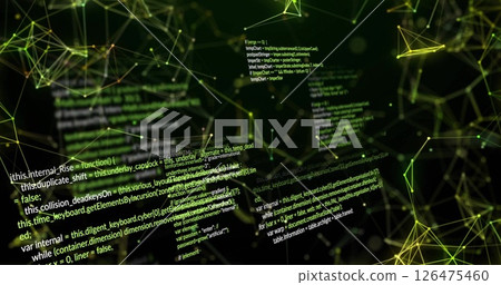 Image of data processing and shapes over black background 126475460