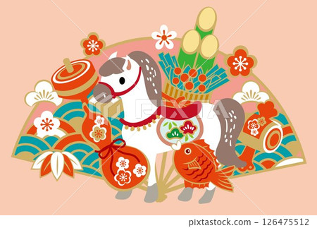 New Year's card background illustration for the Year of the Horse 2026 126475512