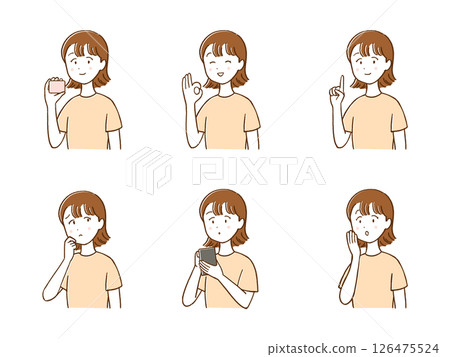 女性的面部表情集 126475524