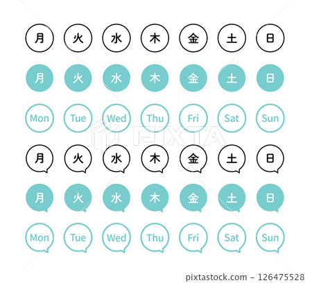 星期幾的簡單圖標,單色 星期幾的簡單圖標,單色 126475528