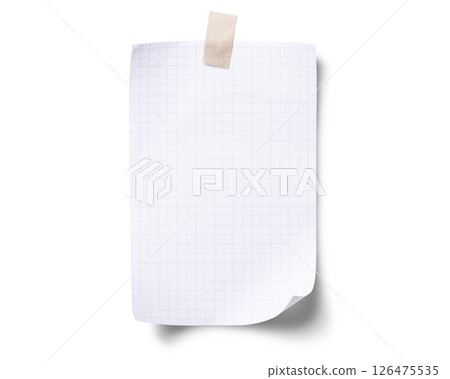 Tape-attached note paper with grid 126475535