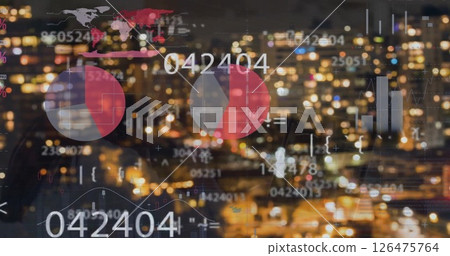Image of financial data processing over cityscape Image of financial data processing over cityscape 126475764