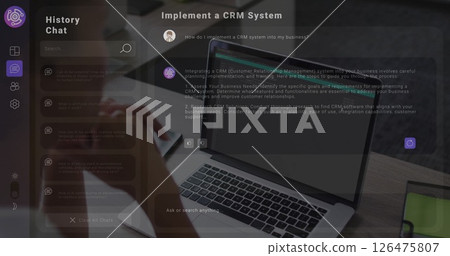 Image of ai data processing over biracial businesswoman using laptop Image of ai data processing over biracial businesswoman using laptop 126475807