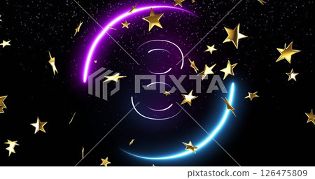 Image of stars and snow falling over countdown on black background Image of stars and snow falling over countdown on black background 126475809