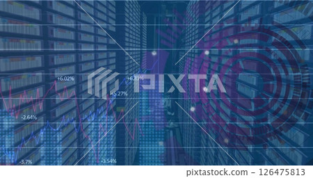 Image of financial data processing over computer servers 126475813