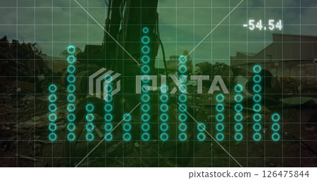 Image of financial data processing over rubbish dump 126475844