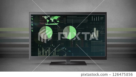 Image of data processing over computer screen 126475856