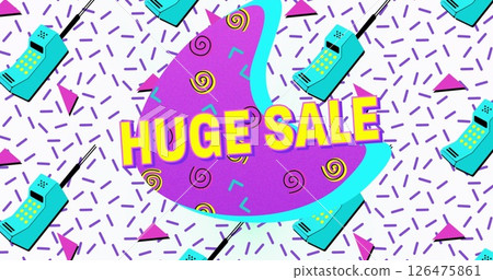 Image of huge sale text over retro vibrant pattern background Image of huge sale text over retro vibrant pattern background 126475861