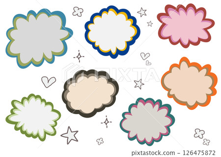 A set of comic and hand-drawn colorful frame materials. 126475872