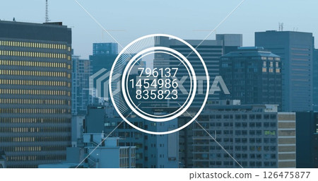Image of financial data processing over cityscape 126475877