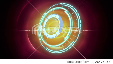 Image of scope scanning over circles on black background 126476032