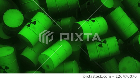 Image of green barrels with radioactive sign 126476076