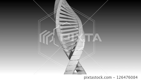 Image of shapes over dna strand on grey background 126476084