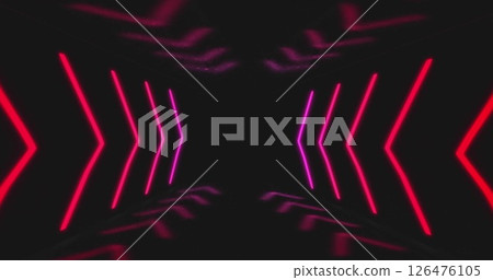 Image of neon arrows over digital tunnel 126476105
