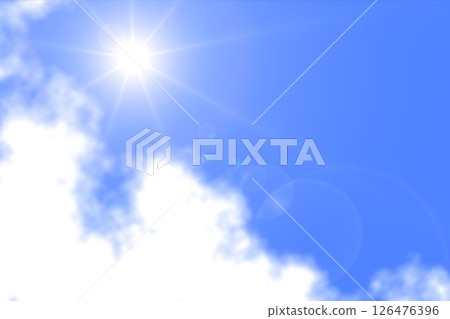 Blurred sun shines on blue sky amid cloud ,abstract background 126476396