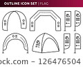 Beach flag icon set in outline style for marketing exhibition and branding, can be used for web, print 126476504