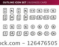 Business card icon set in outline style, different size, can be used for web, print 126476505