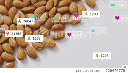 Image of media icons over almond 126476776