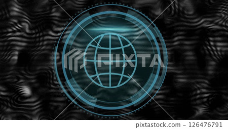 Image of digital globe and scope scanning over white spots Image of digital globe and scope scanning over white spots 126476791