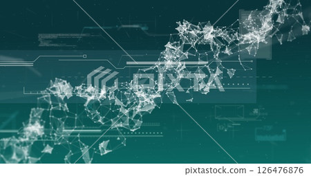 Image of dna strand over data processing on blue background Image of dna strand over data processing on blue background 126476876