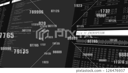 Image of digital data processing over computer screens 126476937