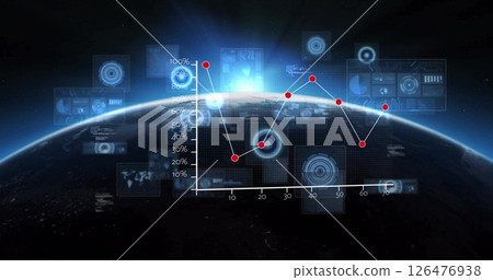 Image of digital data processing over globe Image of digital data processing over globe 126476938