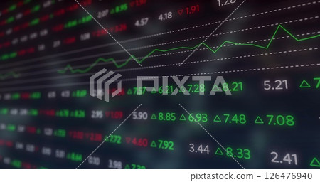 Image of financial data processing on black background Image of financial data processing on black background 126476940