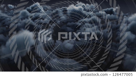 Image of digital tunnel over dark clouds 126477005