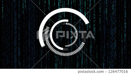 Image of scope scanning and falling spots on black background 126477016