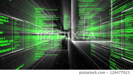 Image of data processing on black background 126477023