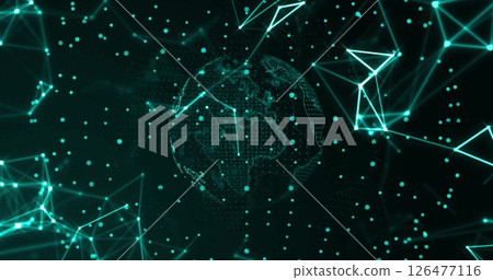 Digital globe with connecting lines and dots, futuristic network image 126477116