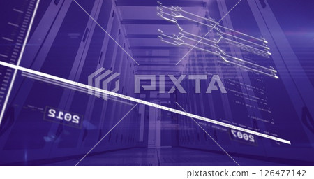 Data processing image over server racks in data center 126477142