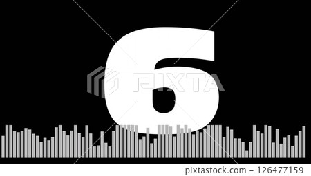Large white number 5 with sound wave image on black background Large white number 5 with sound wave image on black background 126477159