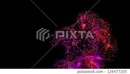 Image of pink and red shapes moving on black background Image of pink and red shapes moving on black background 126477205