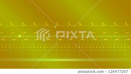 Image of data processing and shapes on yellow background 126477207