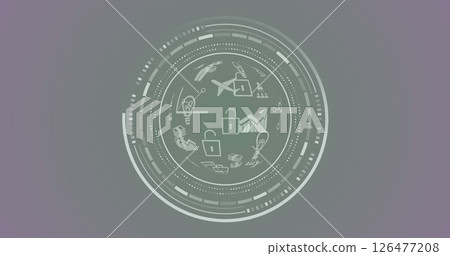 Image of scope scanning over business icons Image of scope scanning over business icons 126477208