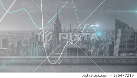 Image of financial data processing over cityscape 126477219