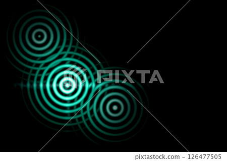 Abstract light background, green sound waves oscillating with circle ring 126477505