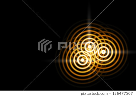 Abstract light background, gold sound waves oscillating with circle ring 126477507
