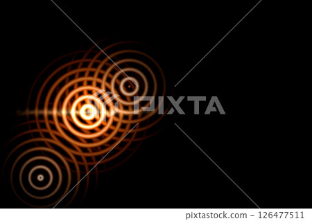 Abstract light background, orange sound waves oscillating with circle ring Abstract light background, orange sound waves oscillating with circle ring 126477511
