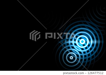 Abstract light background, blue sound waves oscillating with circle ring Abstract light background, blue sound waves oscillating with circle ring 126477512