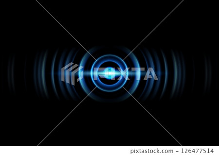 Abstract light blue ring with sound waves oscillating background Abstract light blue ring with sound waves oscillating background 126477514