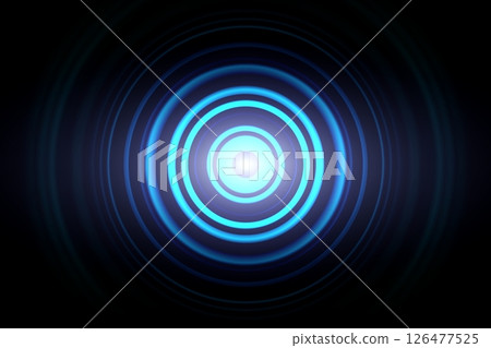 Abstract glowing circle blue light effect with sound waves oscillating background 126477525