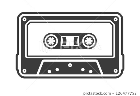 Cassette Tape Retro Vintage Mixtape icon symbol. Vintage 90s cassette logo sign. Vector illustration image. Isolated on white background. 126477752