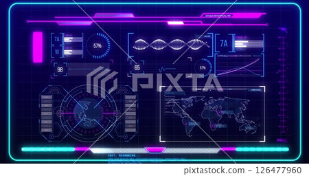 Image of digital data processing over purple background 126477960