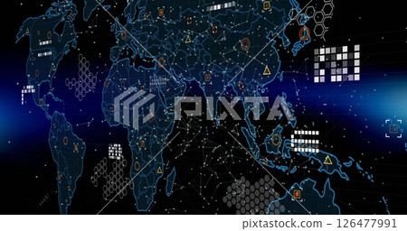 Image of white spots over world map 126477991