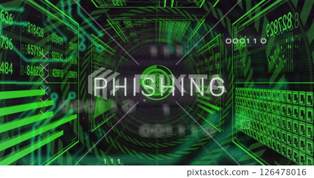 Image of data processing and diagrams over phishing text Image of data processing and diagrams over phishing text 126478016
