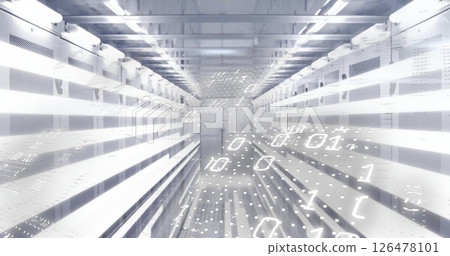 Image of binary coding digital data processing over computer servers 126478101
